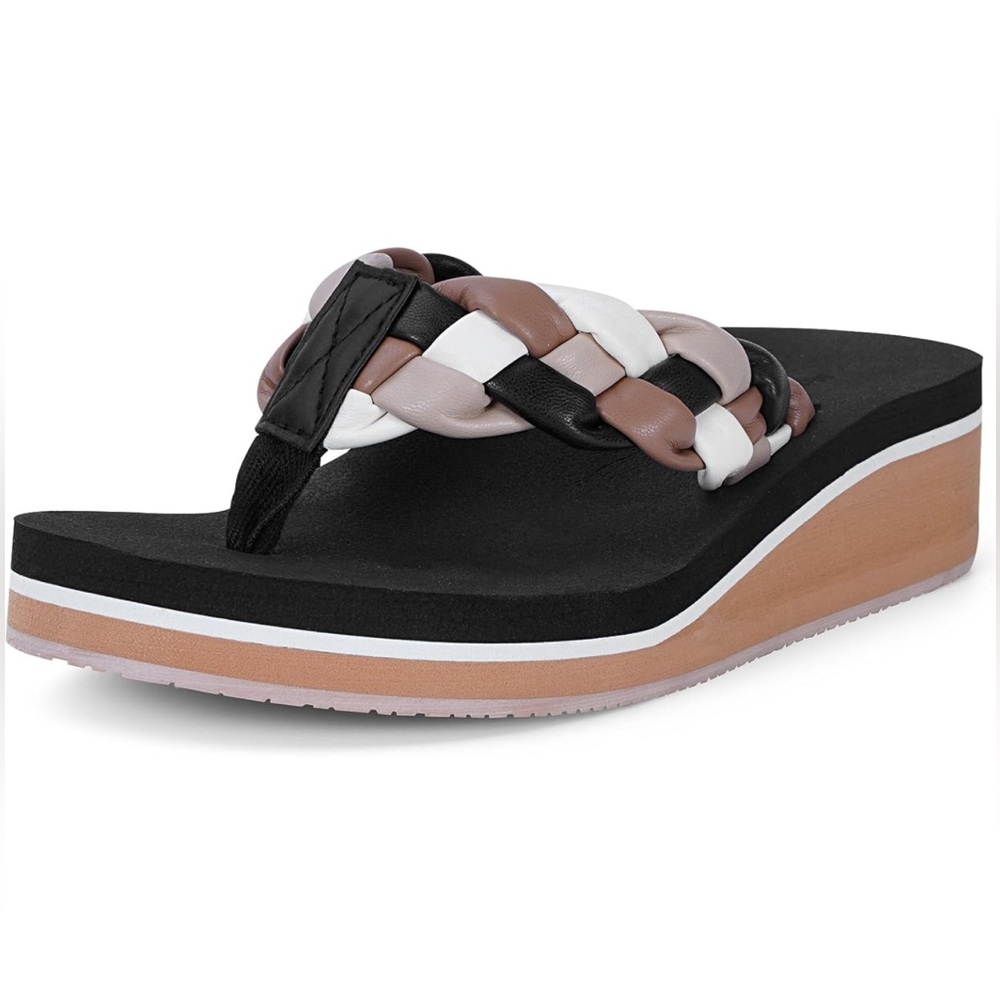 Womens Braid Comfortable Arch Support Flip Flops Soft Cushion Yoga Foam Beach, 9